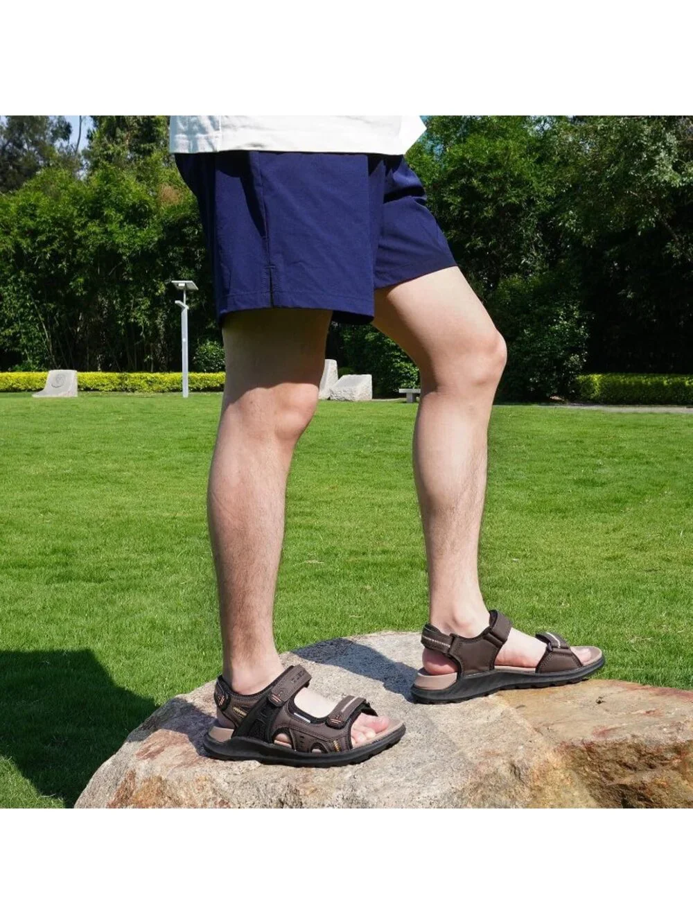 Men's Brown Hiking Sandals With Arch Support Casual Rubber Athletic Shoes